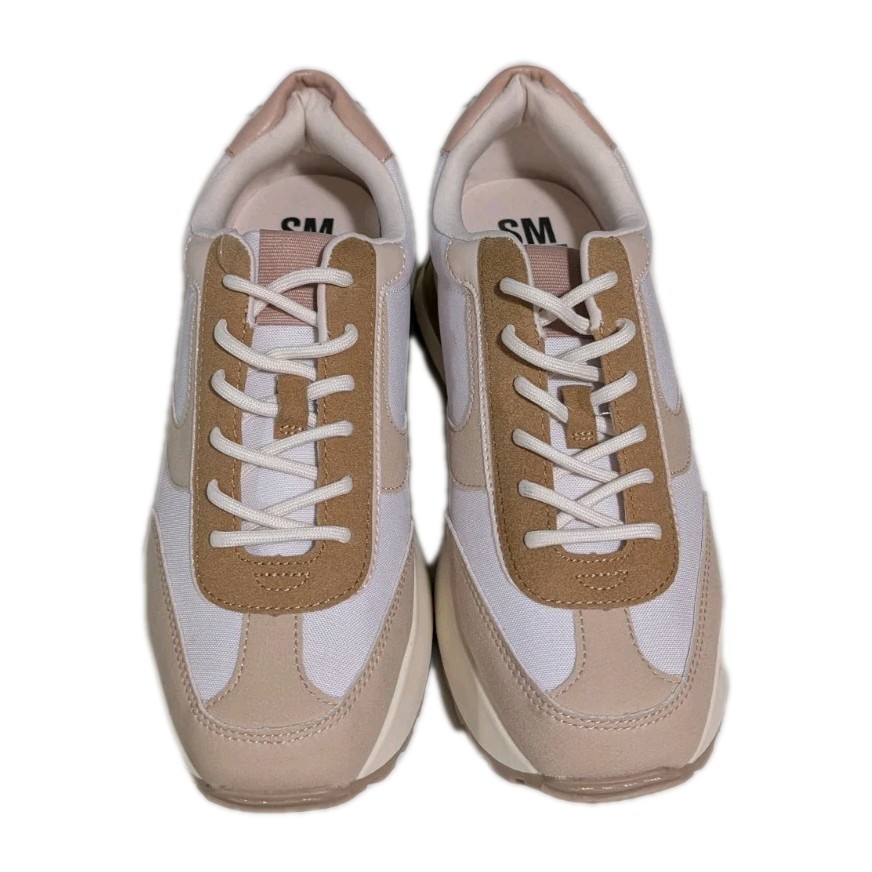 SM New York Woman`s 8.5 Carmen Natural Platform Sneaker Lace Up Shoes Casual NEW