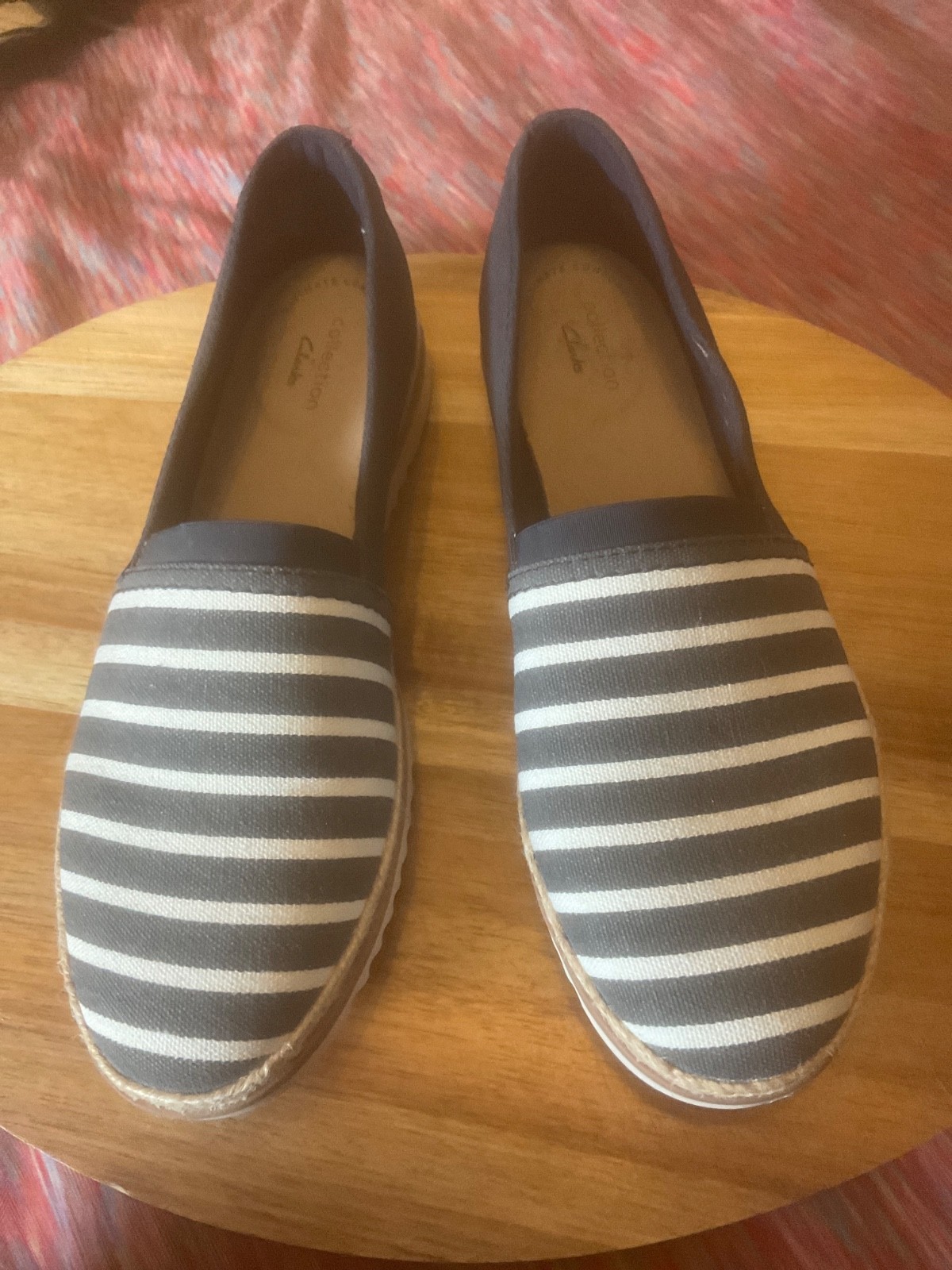Clarks Collection Leather or Suede Slip-Ons Serena Paige Navy Stripe 8M