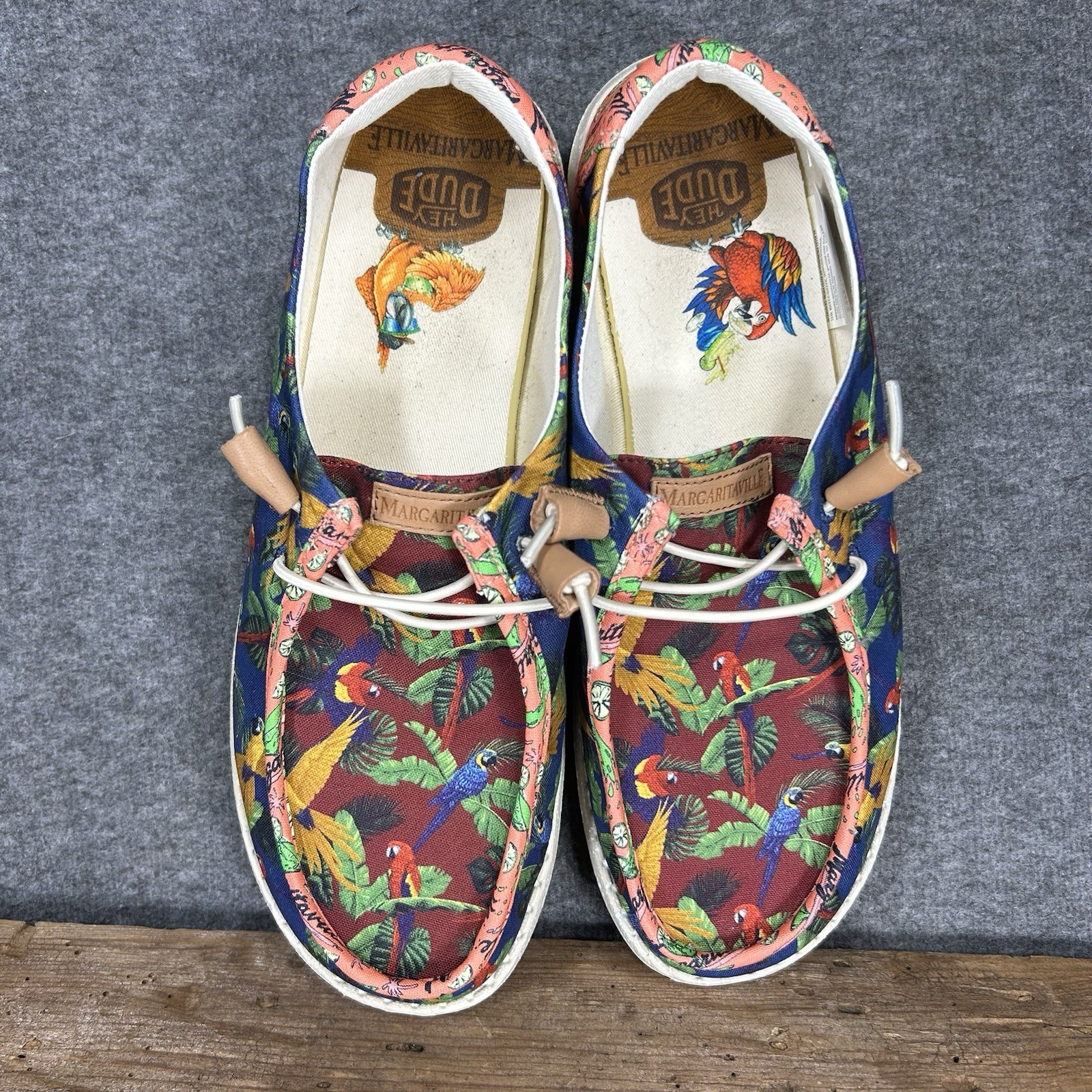 Hey Dude Shoes Womens 11 MultiColor Wendy Margaritaville Parrot Print Casual