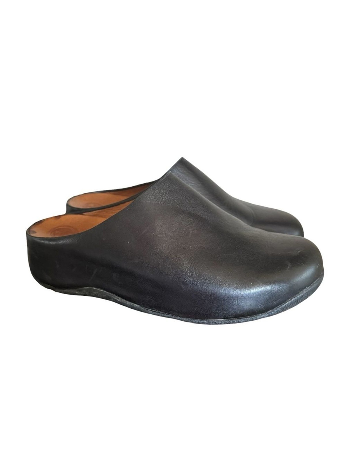 Fitflop Black Leather Slip-On Clogs