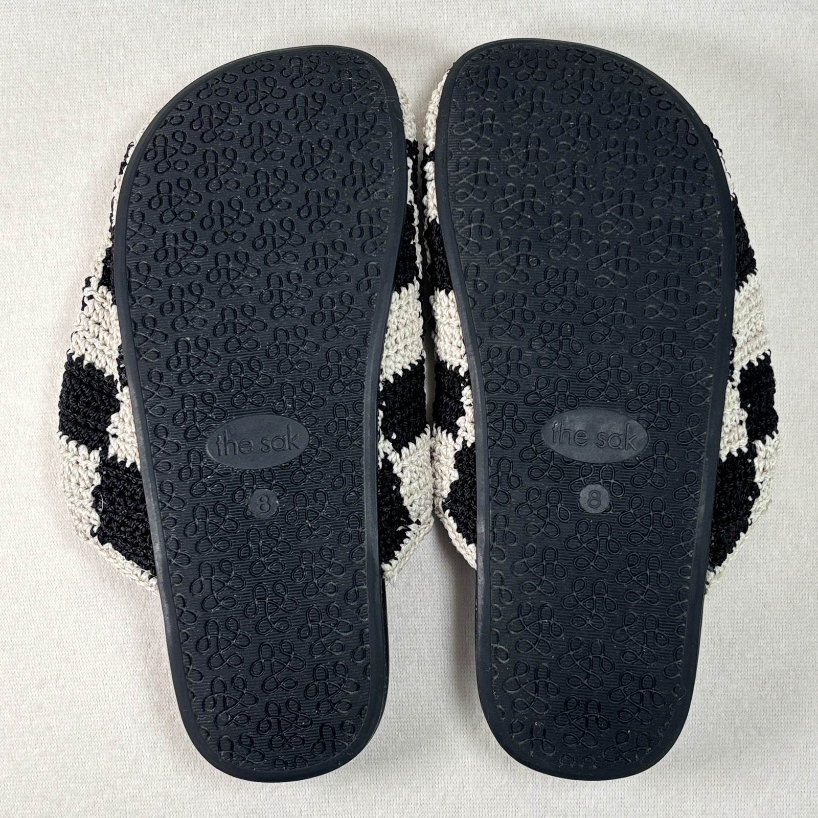 The Sak Black Check Bolinas Clog, Hand Crocheted Recycled Plastic Women’s 8