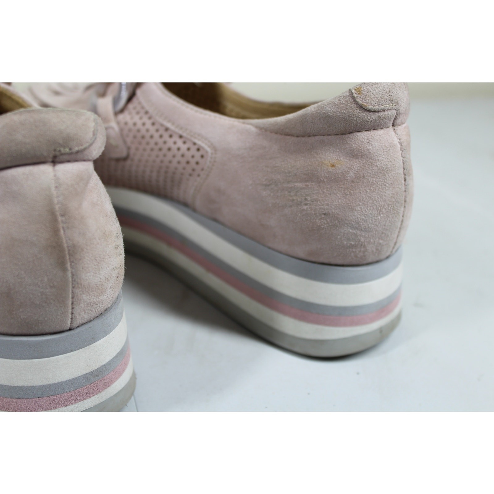 Softwaves Cadie platform loafers light pink/taupe suede Womens 39