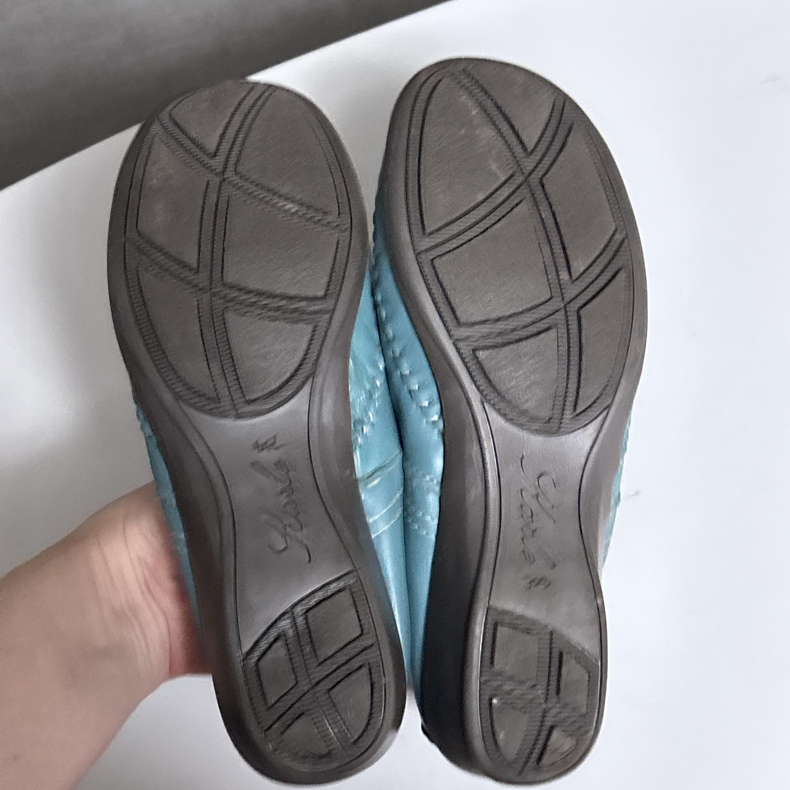 Karle Loafer Shoes 8 Blue Leather Hand Stitched Moc Slip On Comfort Comfort 25