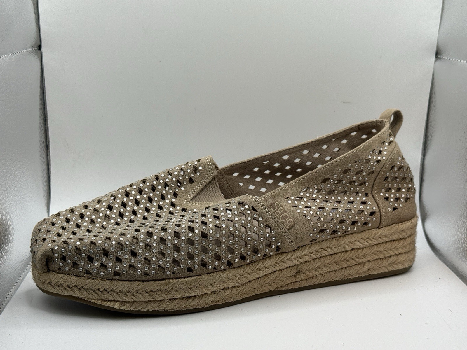 Women’s BOBS By Skecher HIGHLIGHTS GLAMSQUAD Wedge Taupe Sz 9 New