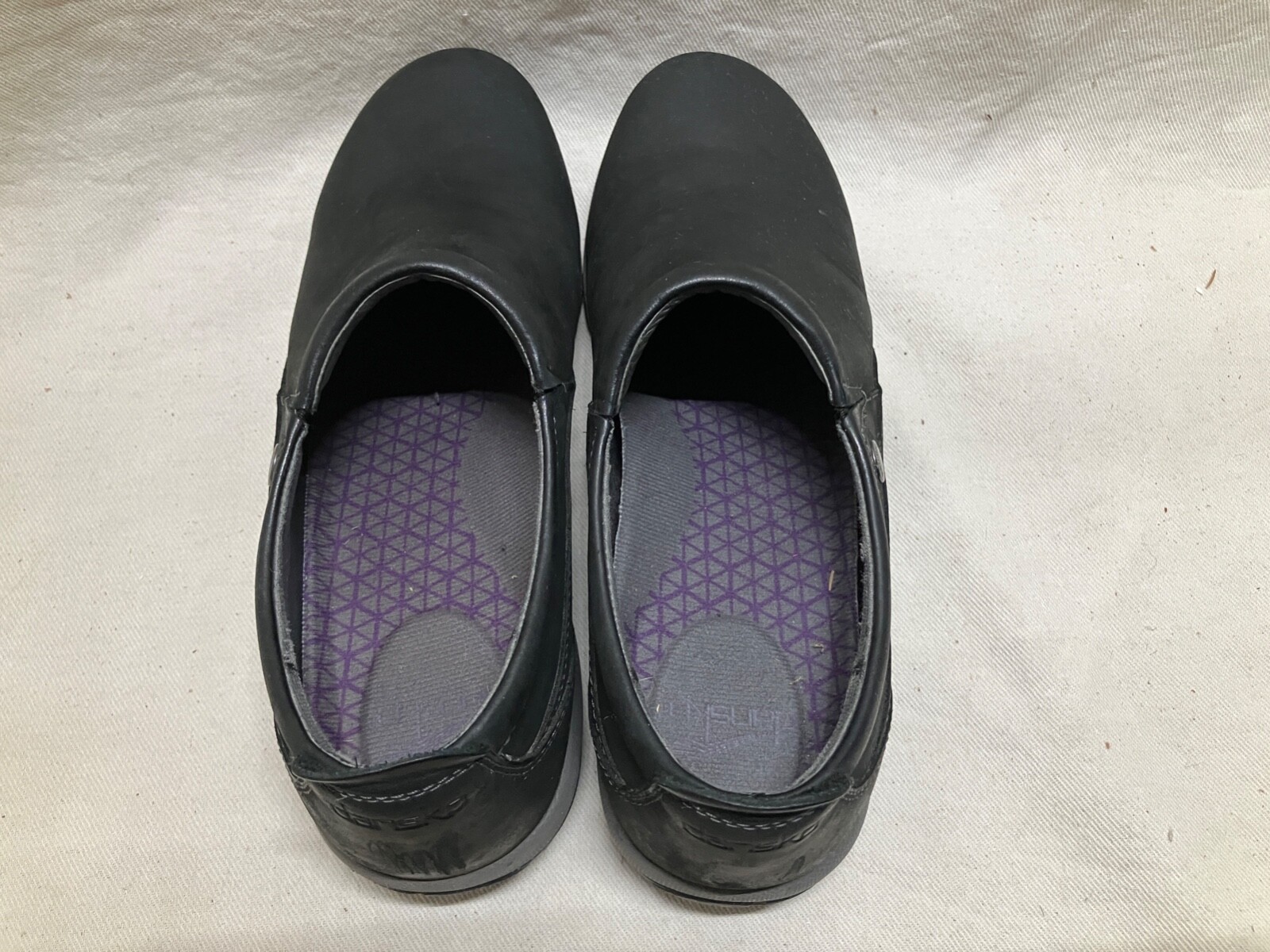 Dansko Patti Shoes Black Milled Nubuck Leather Vibram Slip On Clogs Sz 40 Eur