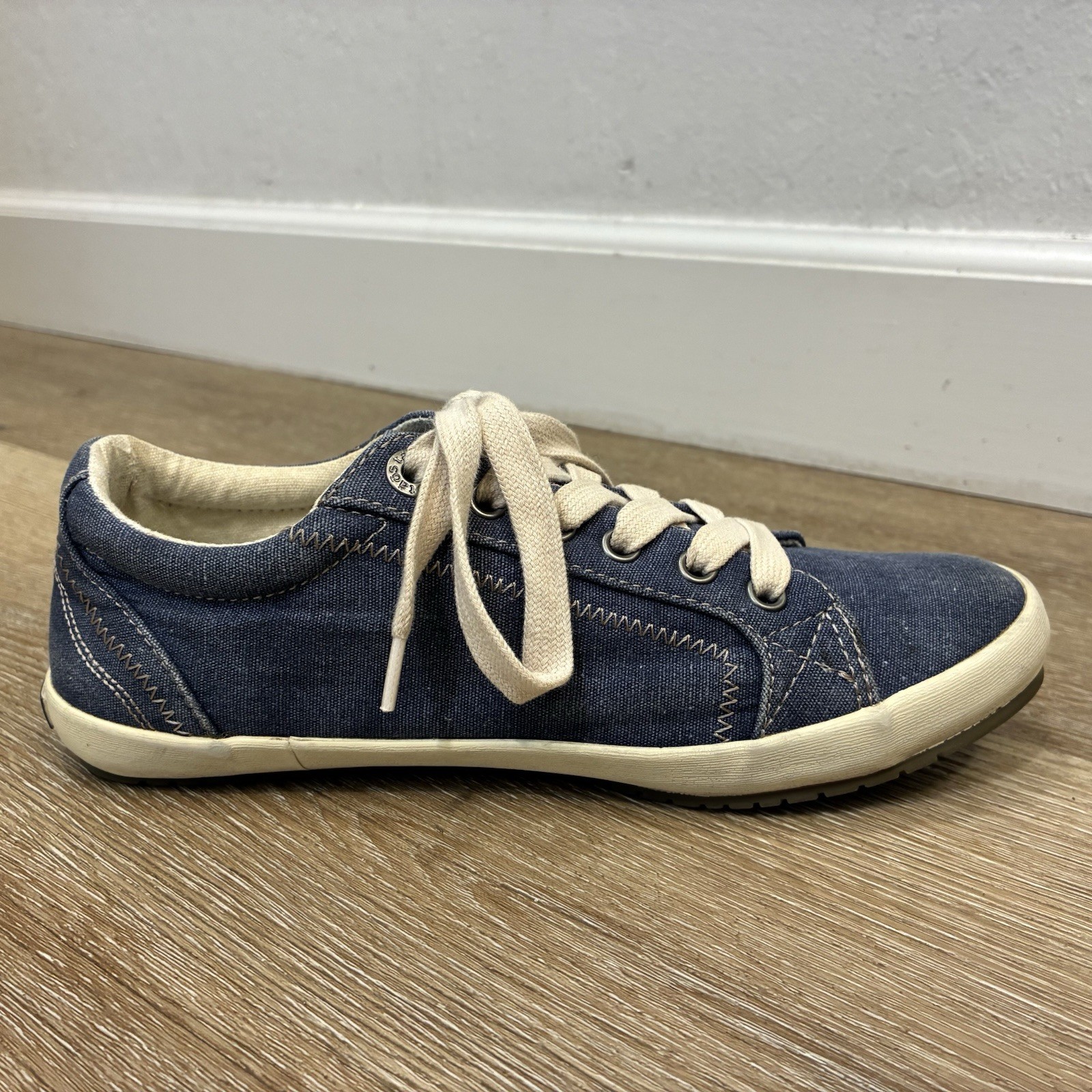 Taos Footwear Star Sneakers Blue Washed Canvas Women Shoes US 7 EU 38