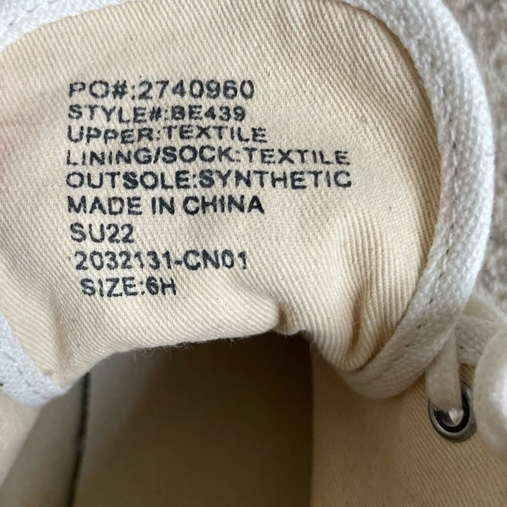 J.Crew – Classic High-Top Sneakers Upper Cloth & Rubber Sole – Cream – Size 6.5