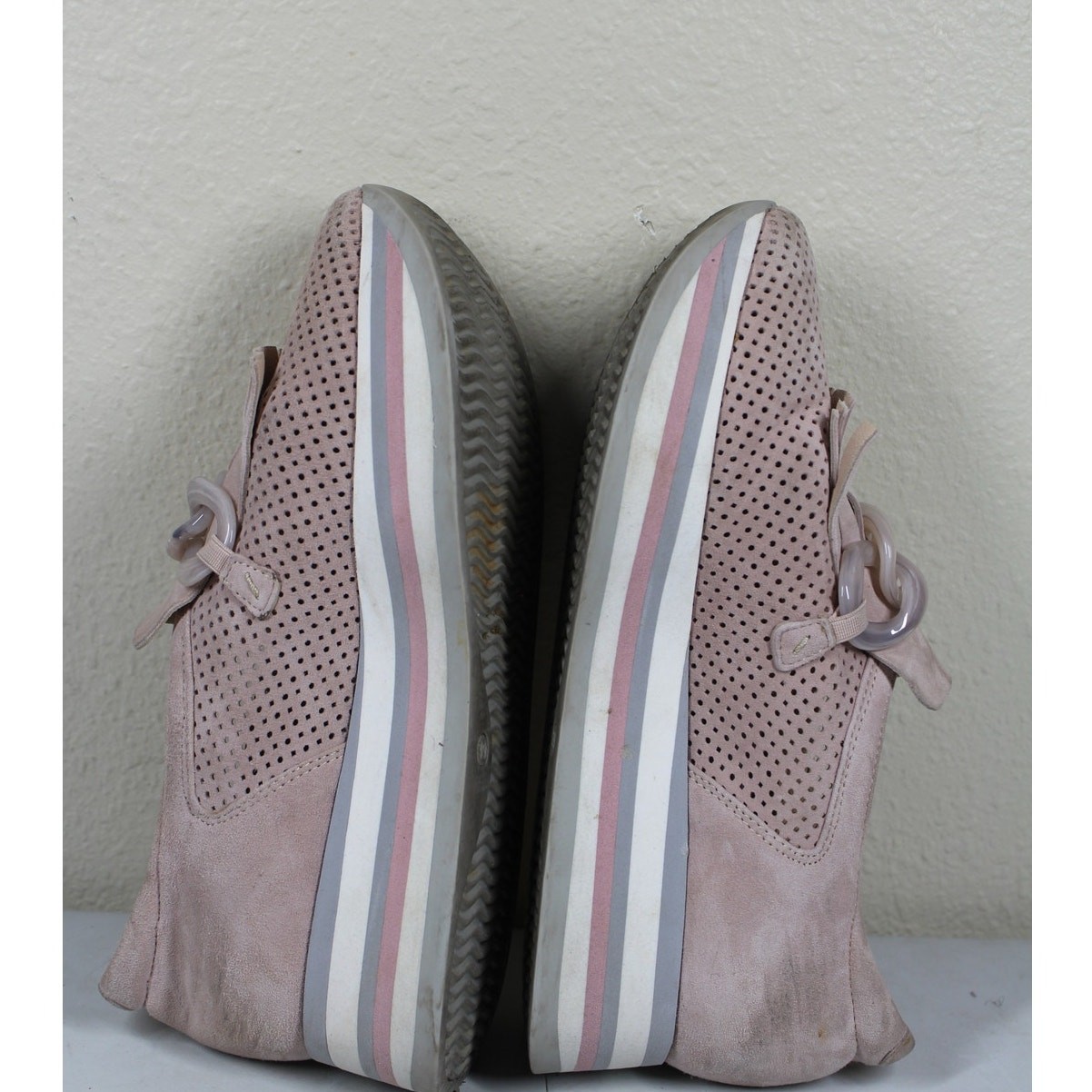 Softwaves Cadie platform loafers light pink/taupe suede Womens 39
