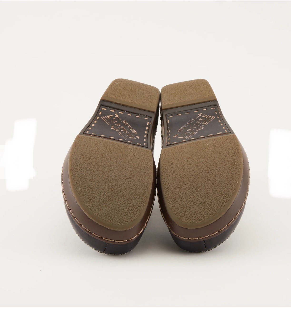 Urban Outfitters Blue and Brown Leather Mules with Moccasin Toe