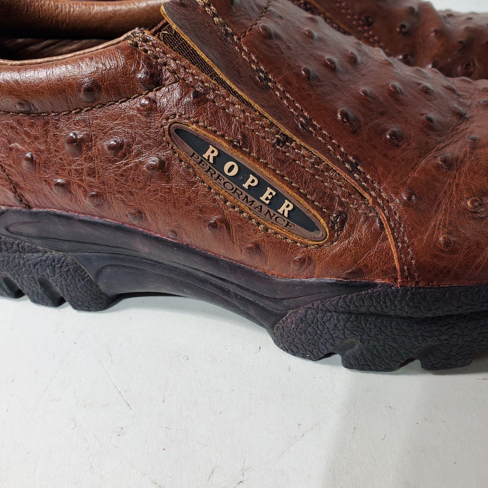 Roper Clog Mule Womens Size 8 Brown Faux Ostrich Leather Comfort Western Cowgirl