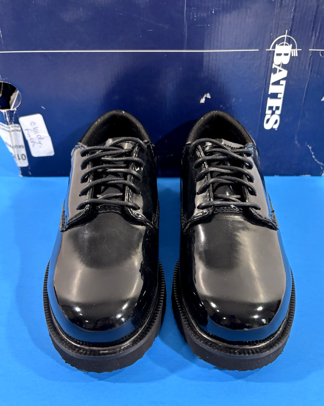 NIB 5 EW WOMEN’S BATES E22741 HIGH GLOSS DUTY OXFORD SHOES BLACK