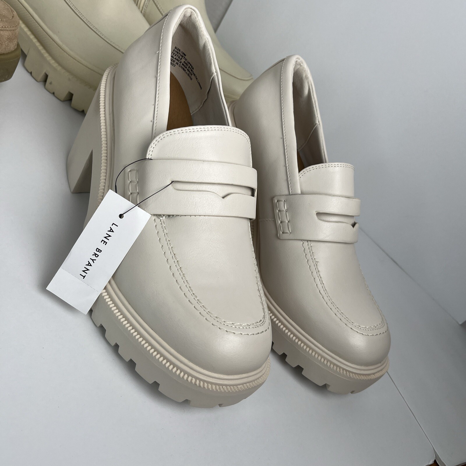 3 Pairs of Lane Bryant Shoes Womens 10W White Penny Loafer Platforms NEW UNWORN