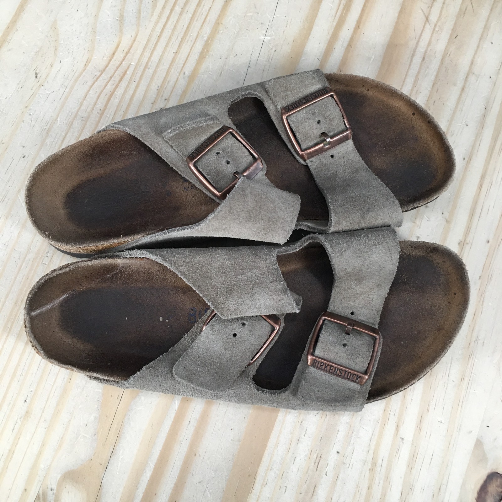 Birkenstock Arizona Sandals Womens 37 Casual Slip On Buckle Slide Brown Suede