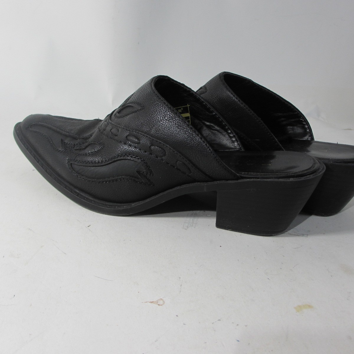 Roper Mules Rockstar Interlace Womens 8 Western Black Faux Leather Flame Clog