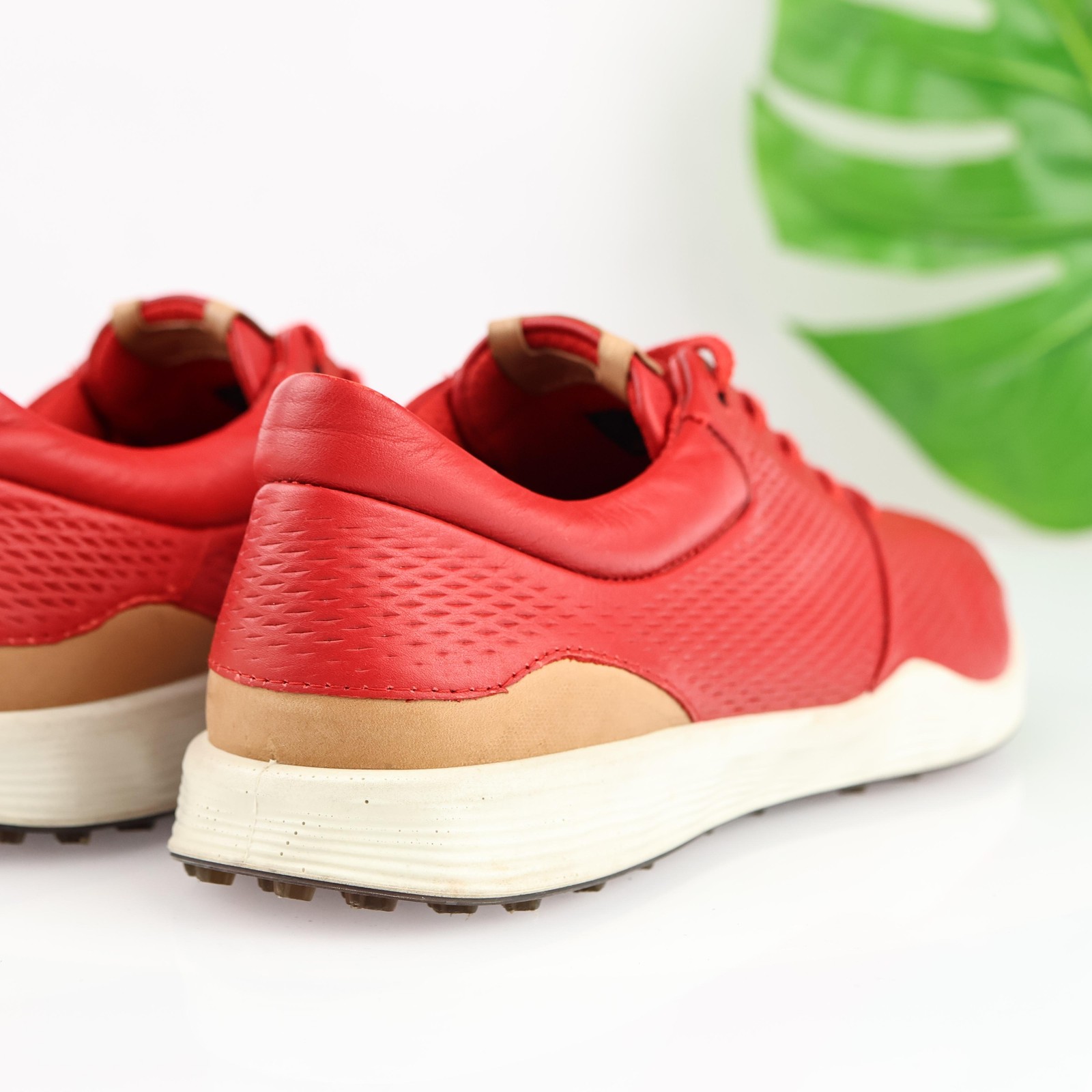 ECCO Womens S-Lite Golf Shoe Size 41 10 Waterproof Red Leather Spikeless Sneaker
