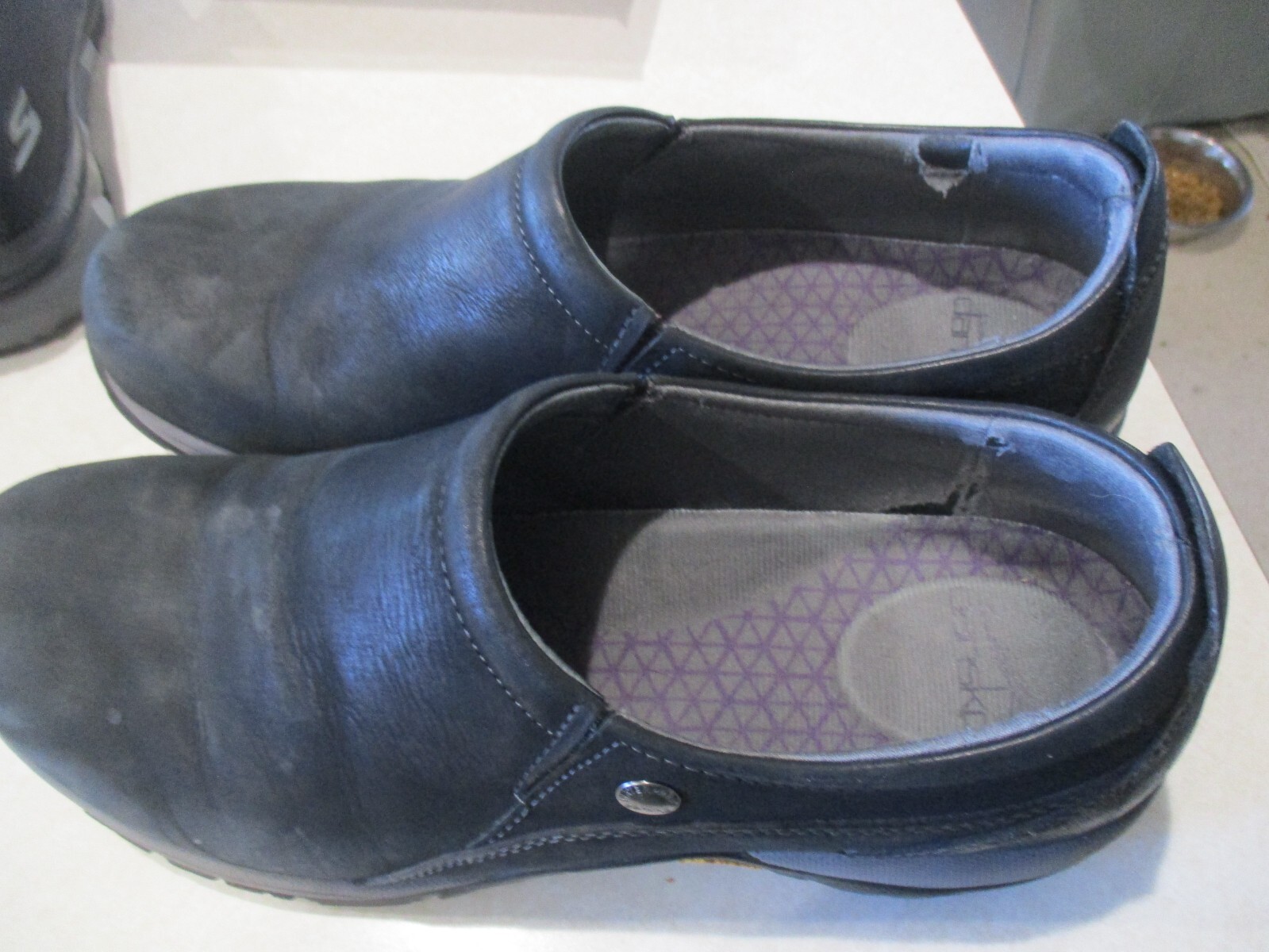 Dansko Patti Womens Comfort Shoes Sz 41 Gray Black Milled Nubuck Slip On Vibram