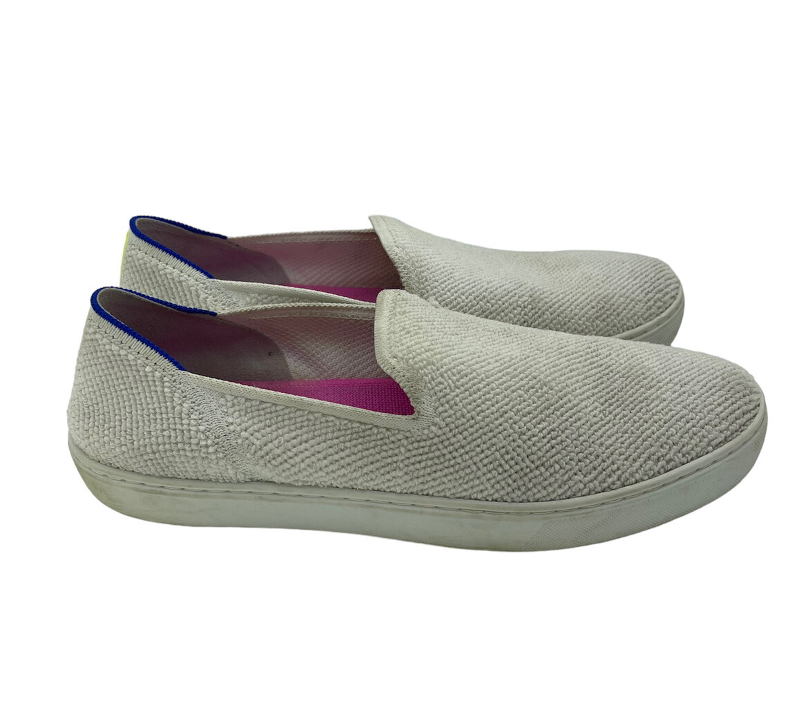 Rothy’s The Sneakers Women’s Size 10.5 White Terry Cloth Slip On Comfort Shoes