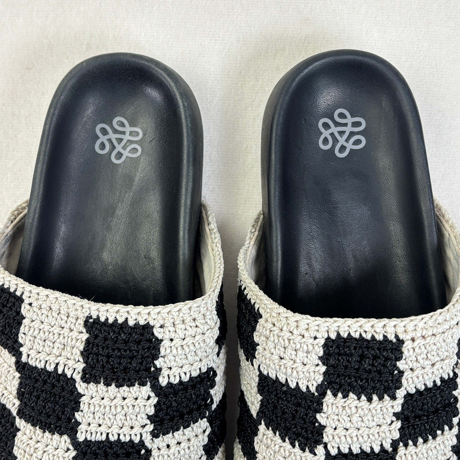 The Sak Black Check Bolinas Clog, Hand Crocheted Recycled Plastic Women’s 8