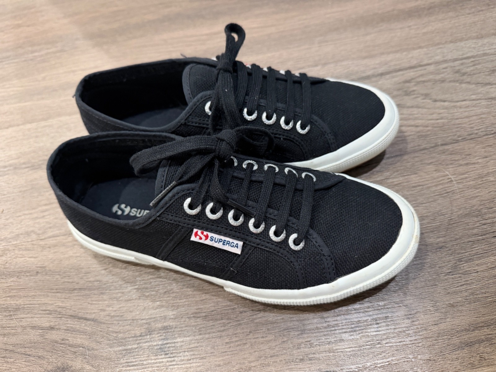 Superga 2750 Cotu Classic Black Canvas Sneakers Women’s Size 39 Lace Up Low Top