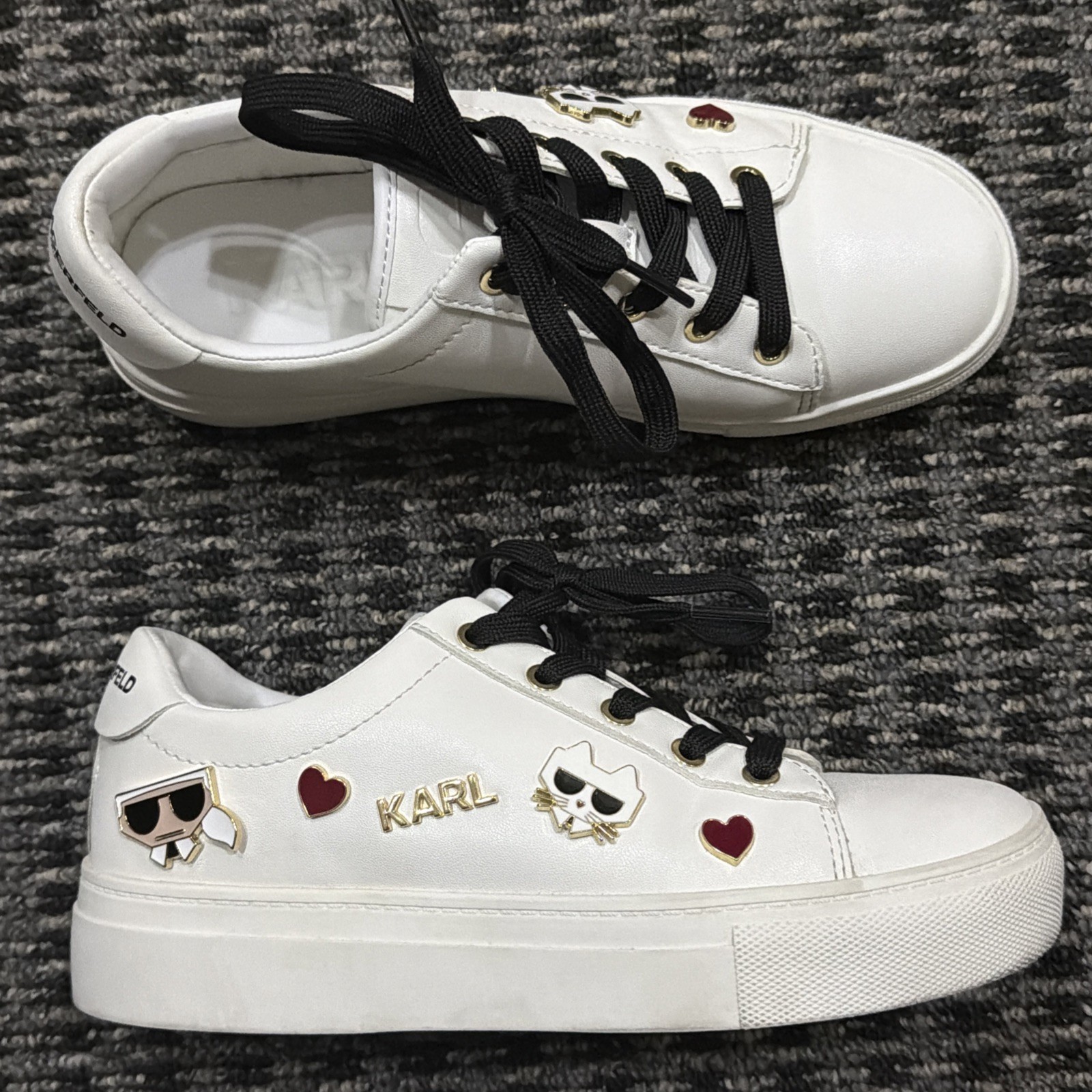 Karl Lagerfeld Paris Cambie Womens Cate Pins Cute White Sneakers Size 5.5