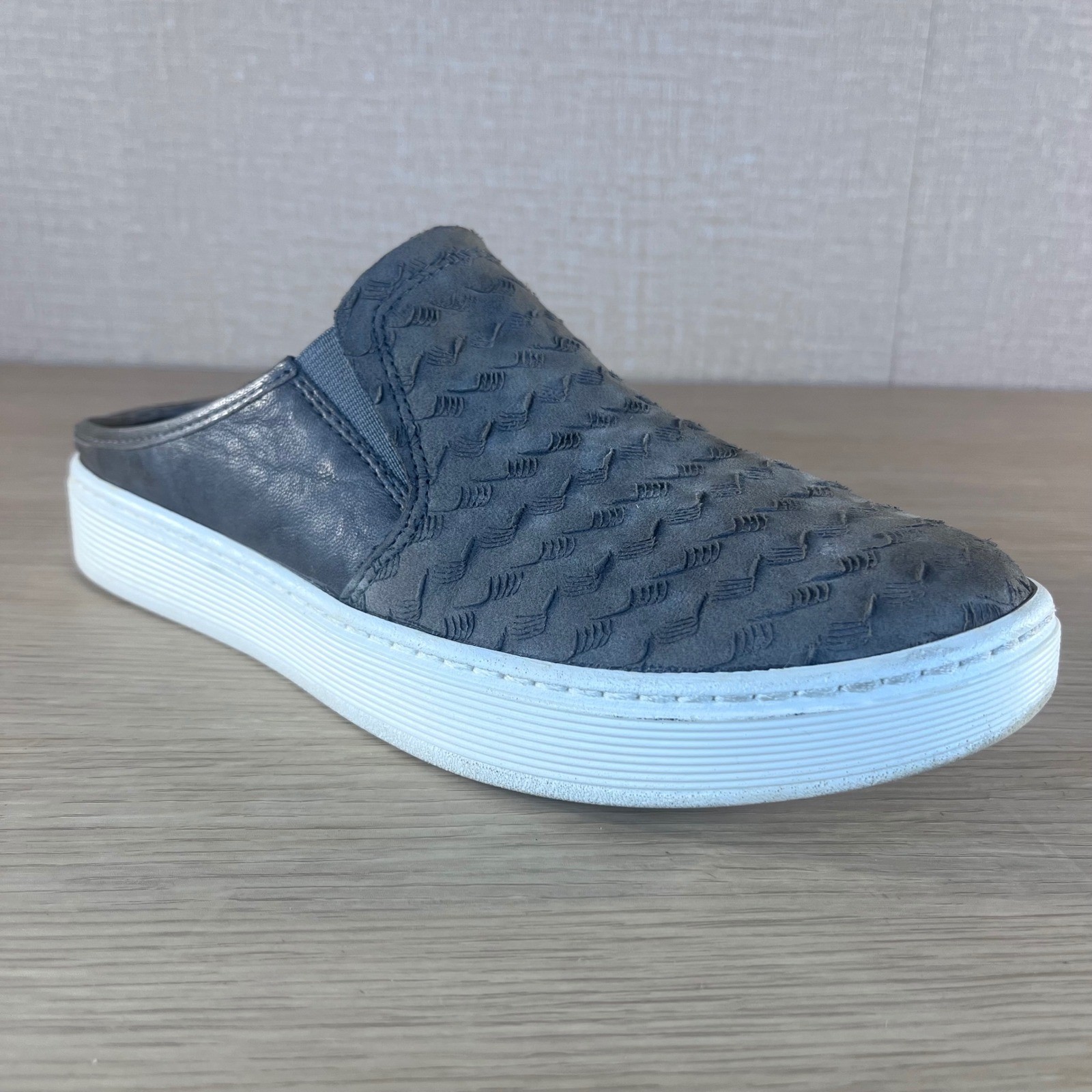 Sofft Somers Leather Mule Sneakers Gray Textured Slip On Womens 7.5 M