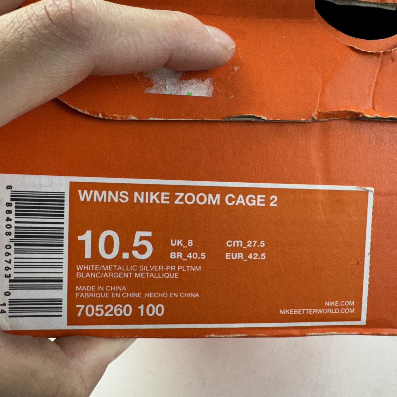 New Womens Nike Zoom Cage 2 White Comfort Athletic Tennis Sneakers Size 10.5 M