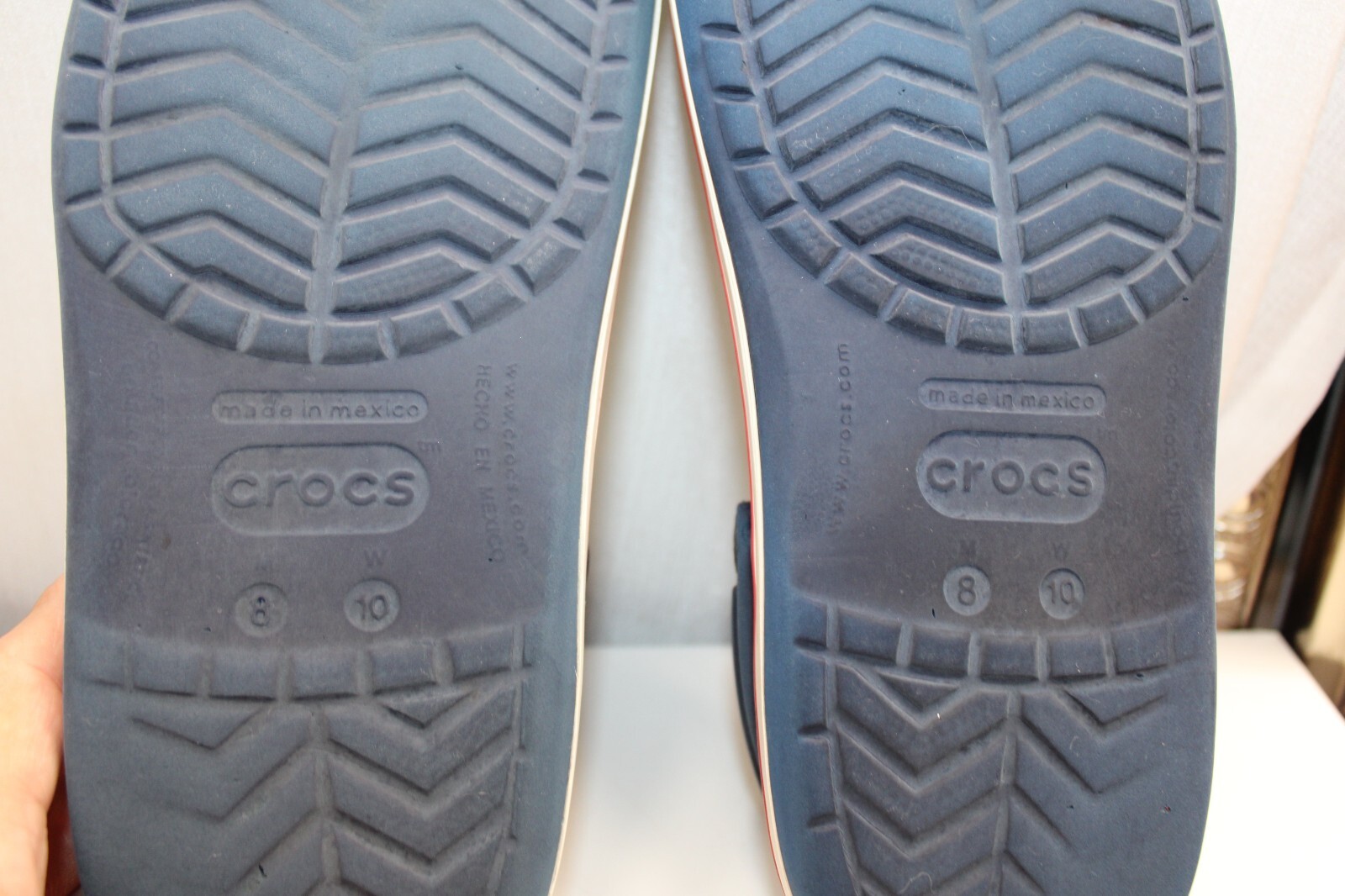 Crocs Crocband Clogs Blue White Red Stripe Mens 8 Women 10 Unisex Shoes