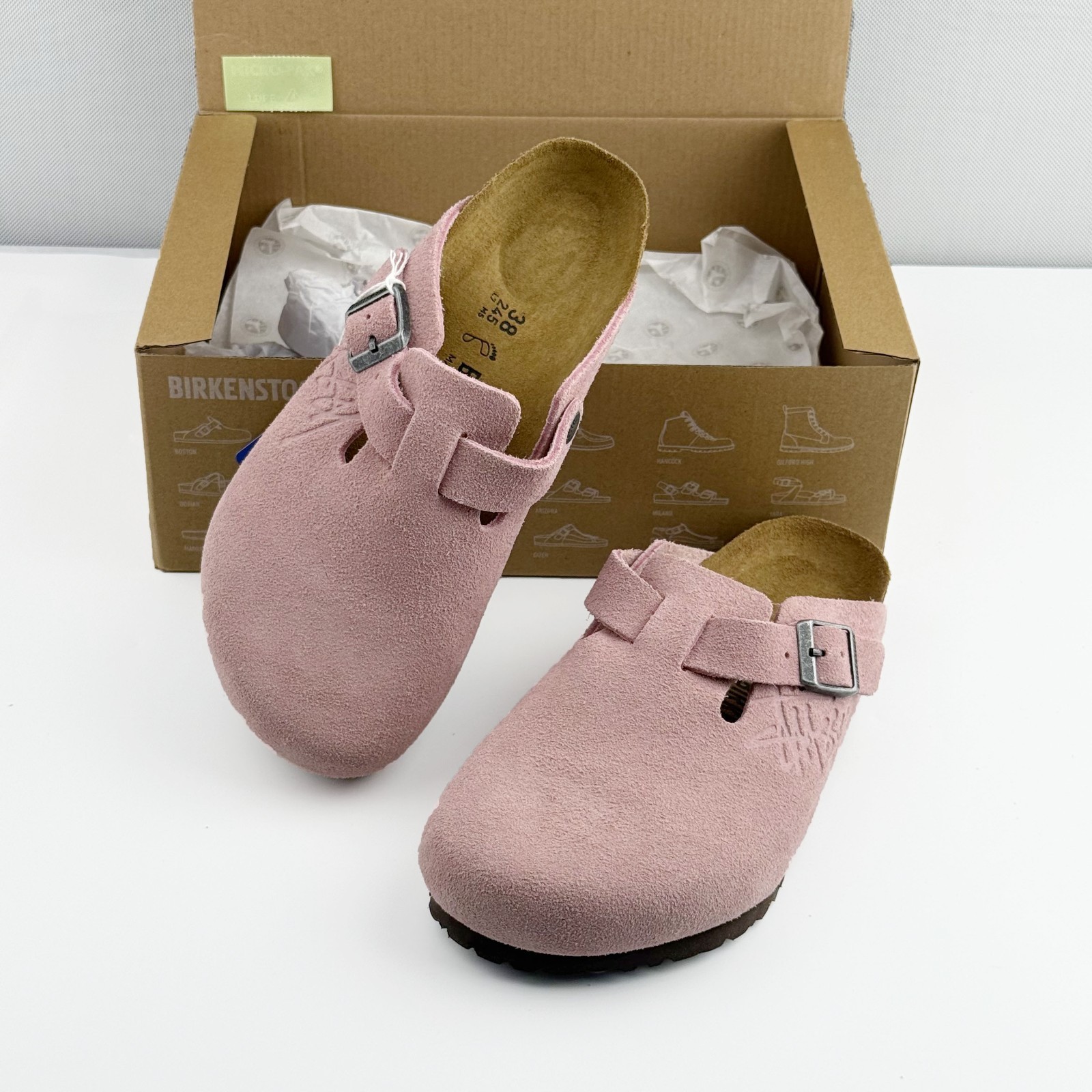 Birkenstock Boston X Stussy Suede Comfort Clog Pink Women’s and Men’s Shoes
