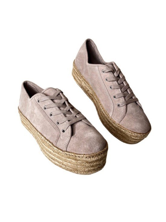 Steve Madden Hampton Tan Suede Platform Espadrille Sneakers Size 10