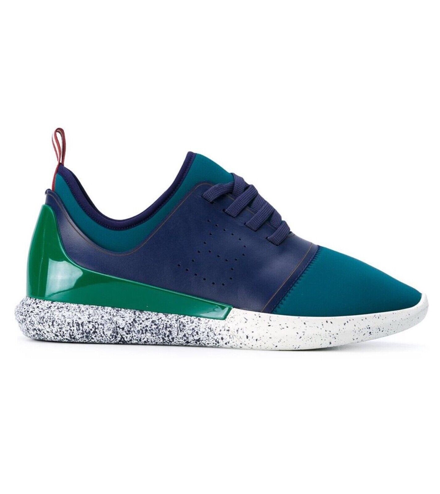 BALLY Sneakers 6 AVELLE Neoprene Runner Azure Turquoise Navy Lace Up Low 36.5EU