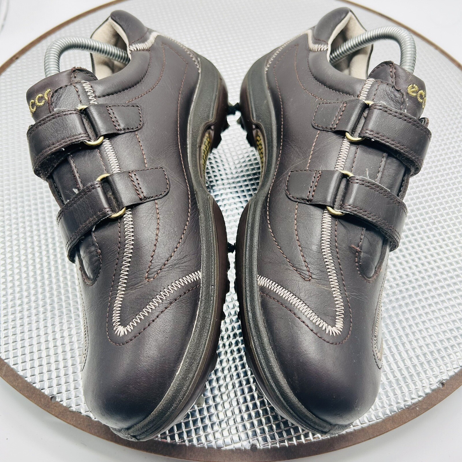 Ecco Hydromax Women Size US 9 EU 40 Comfort Brown Leather Hook & Loop Golf Shoes