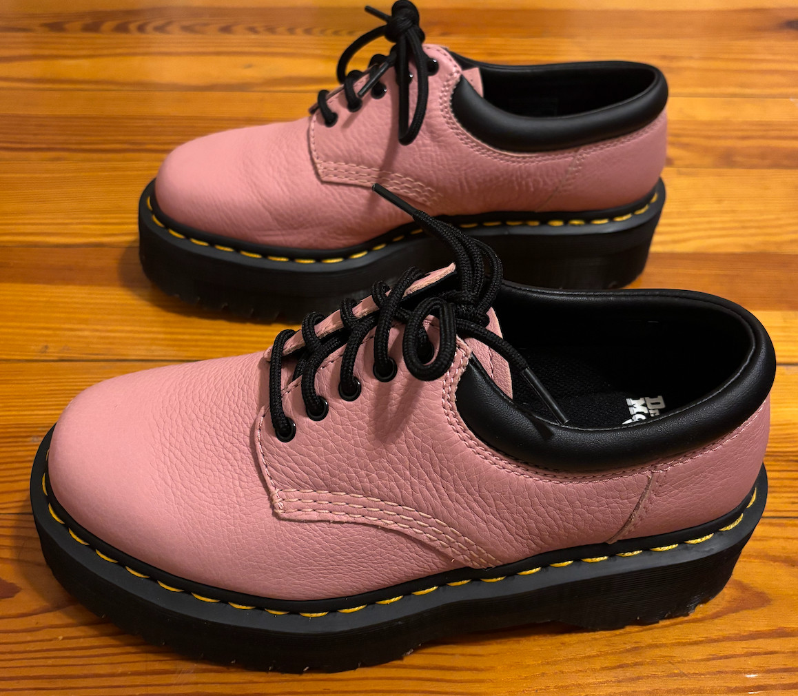 Dr. Martens 8053 Pisa Leather Platform Casual Shoes, Women Size 8, Peach Beige