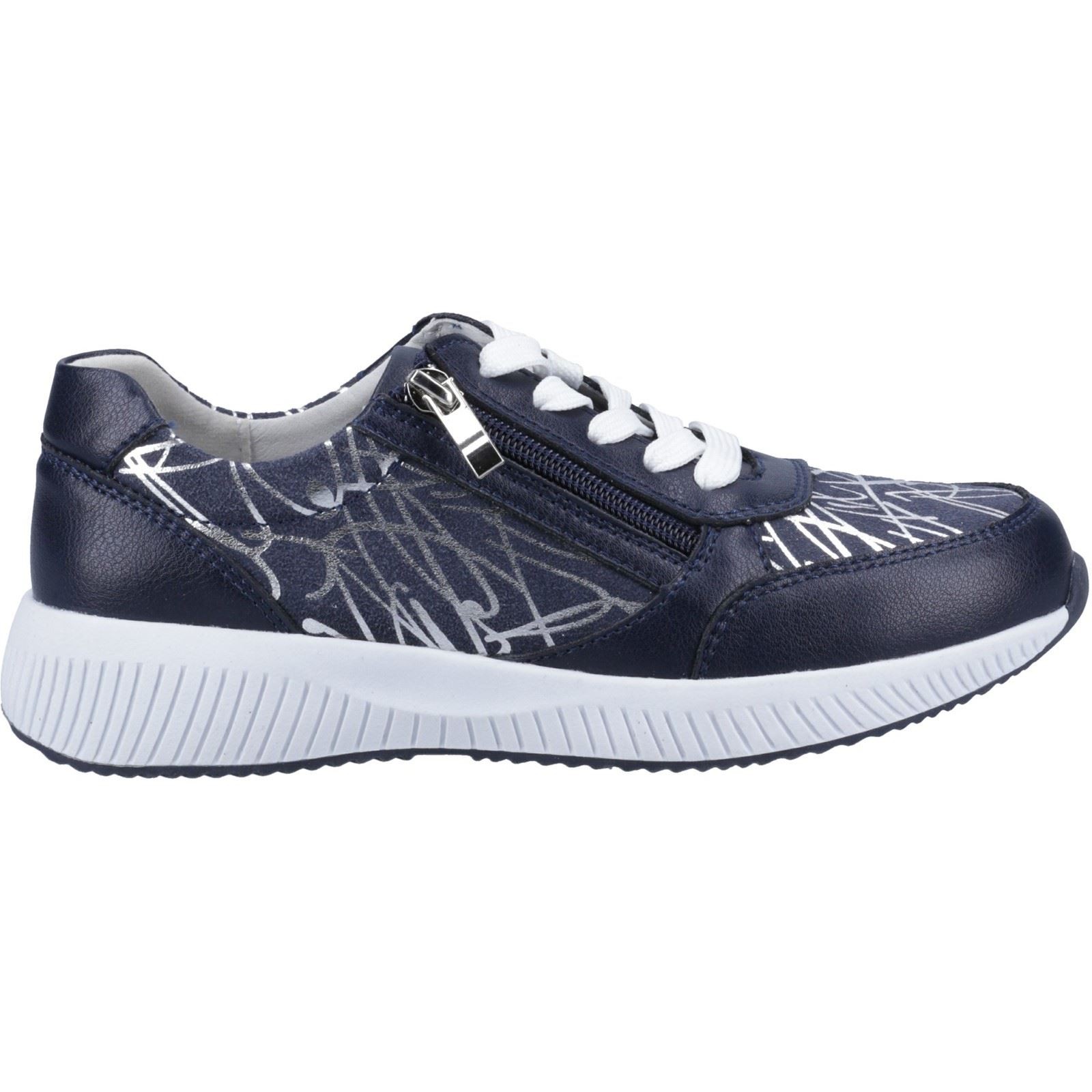 Fleet & Foster Bev Navy Suede+Textile Female Shoe Ladies Summer