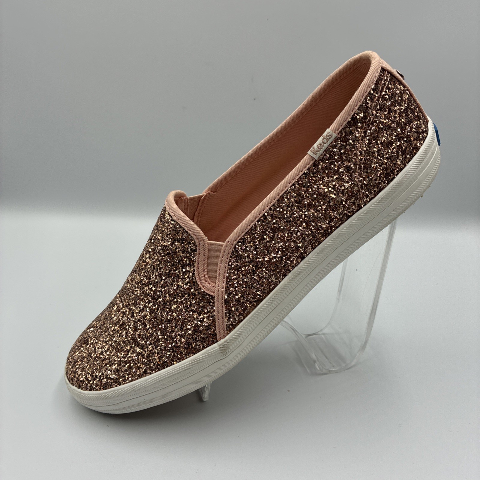 Keds x Kate Spade Triple Decker Womens Size 10 Rose Gold Glitter Slip On Shoes