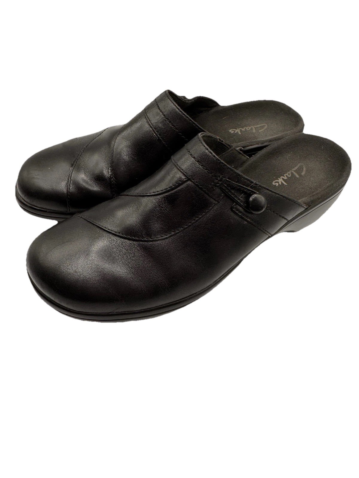 Clark’s Collection Women’s Delana Amber Clogs Black Leather Slip On 7.5M