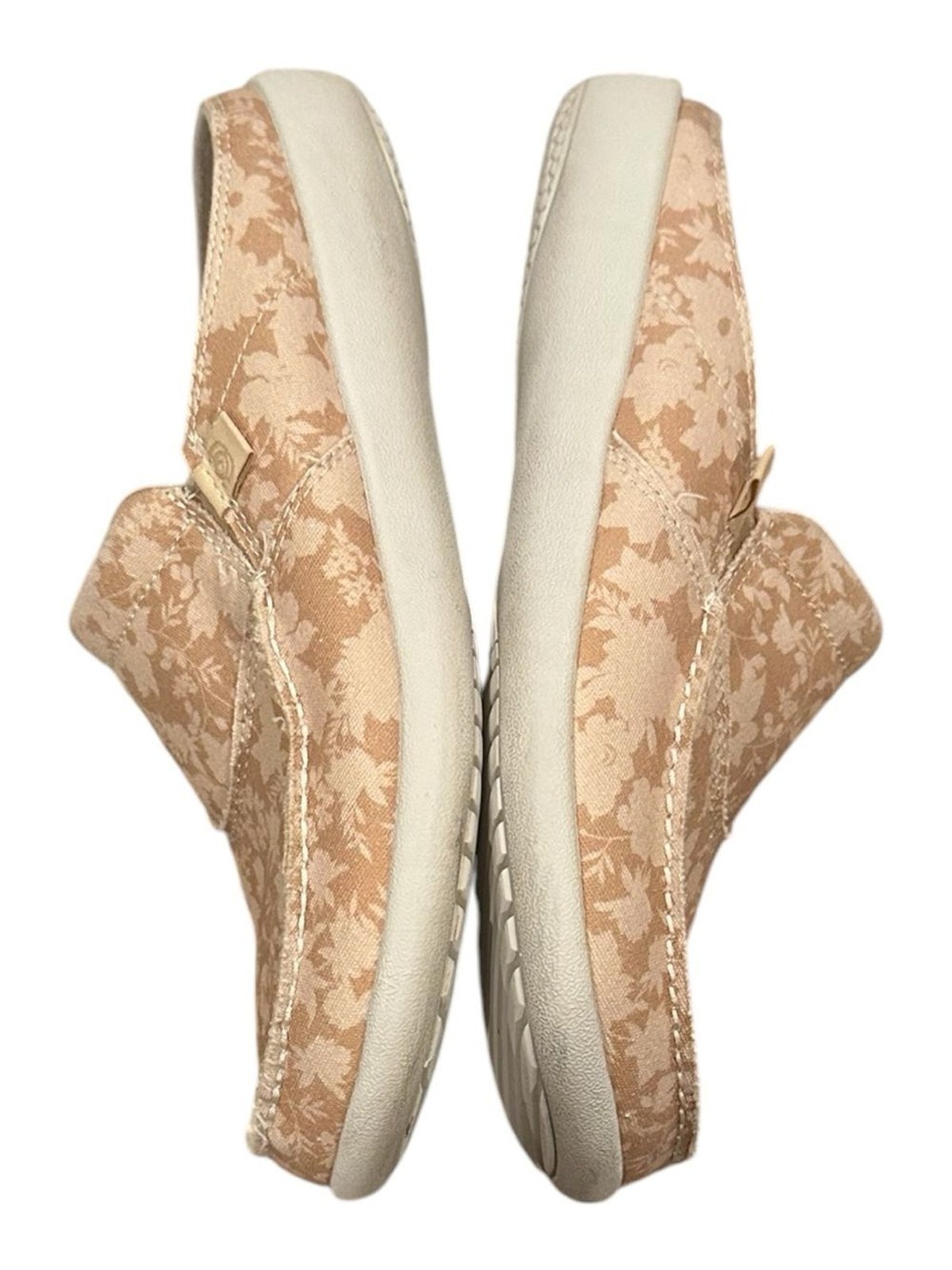Spenco Slipon Vintage Floral Siesta Beige Print Minimalist Canvas Shoes 8.5