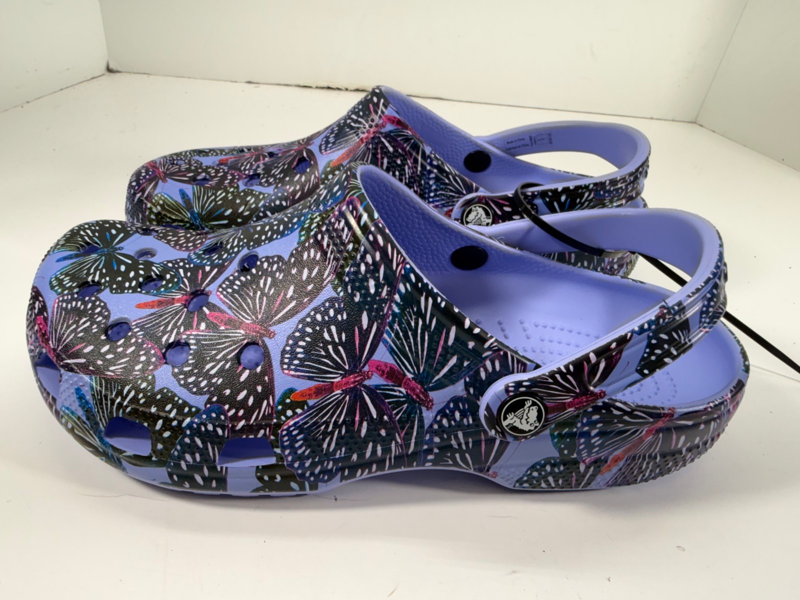 Crocs Classic Butterfly Clogs Womens 11 Moon Jelly Multi Slip-On Comfort NWOT