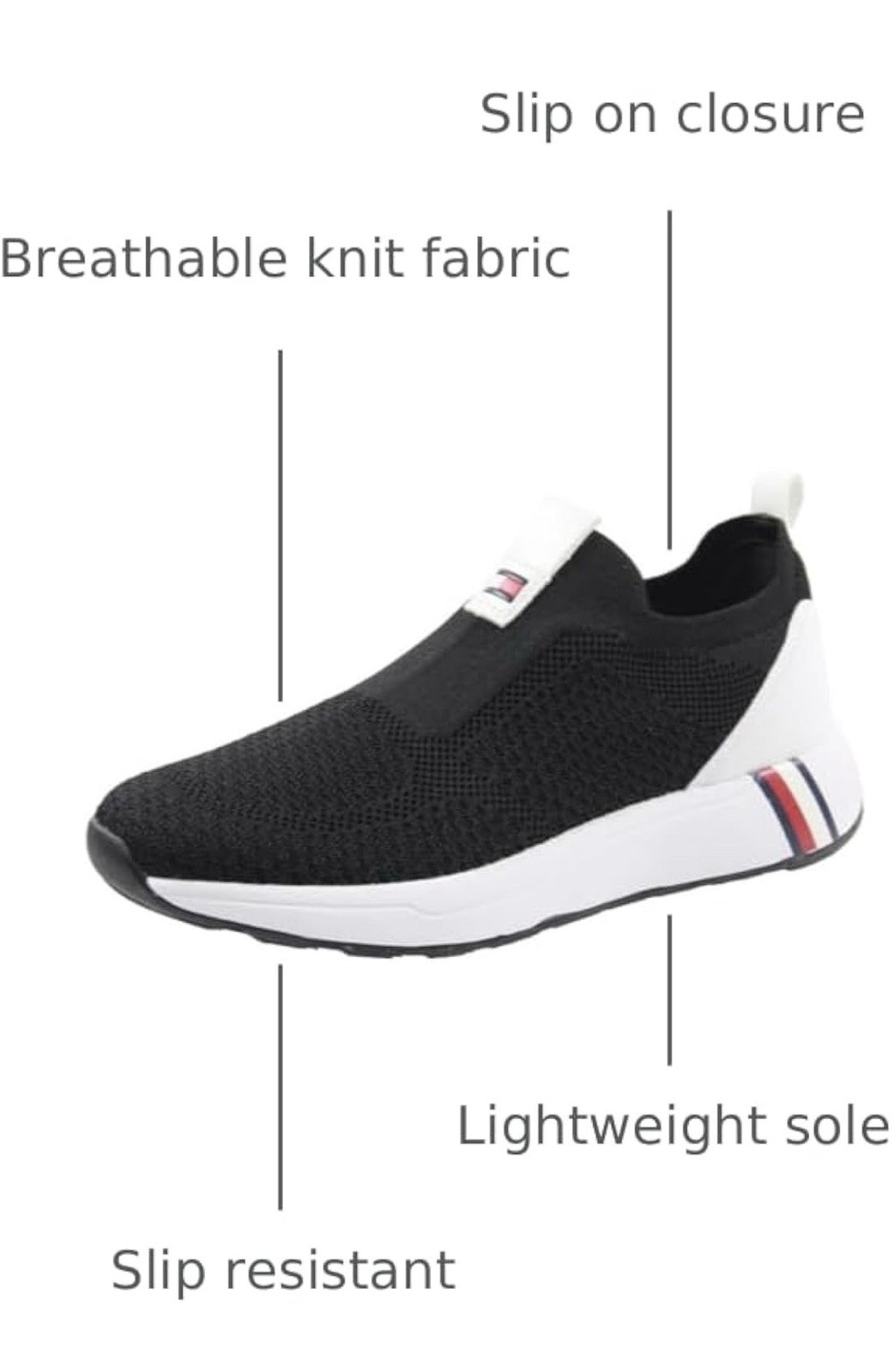 Tommy Hilfiger Adaptive Women’s Aminaz Slip On Sneakers Rubber Shoes Black Sz 9M