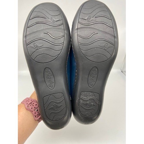 Soft Style Hush Puppies Mules Womens 9 Wide Blue Leather Button Slip On Clogs