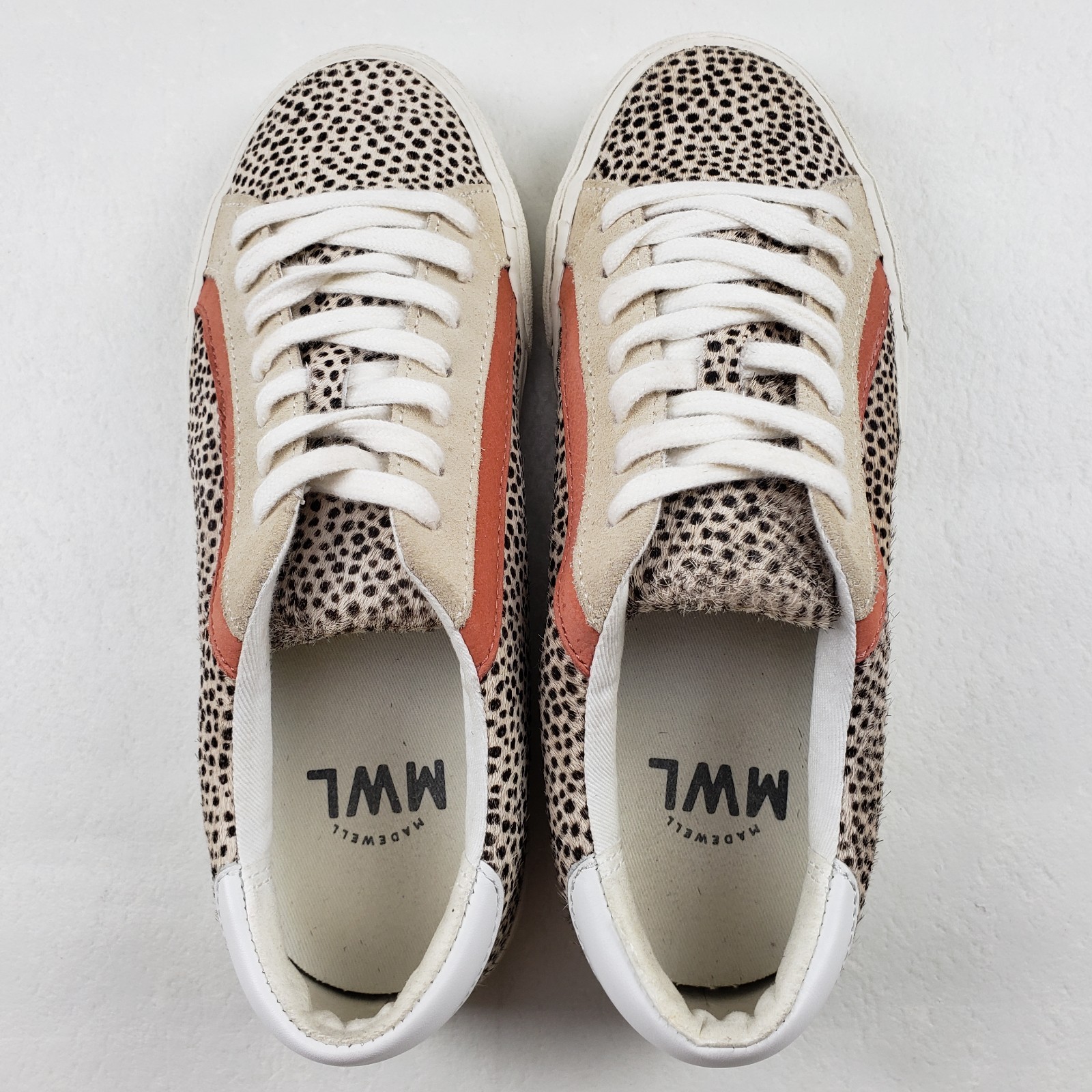 Madewell Sidewalk Low Top Sneaker Womens 6.5 Brown Spotted Calf Hair Casual Shoe