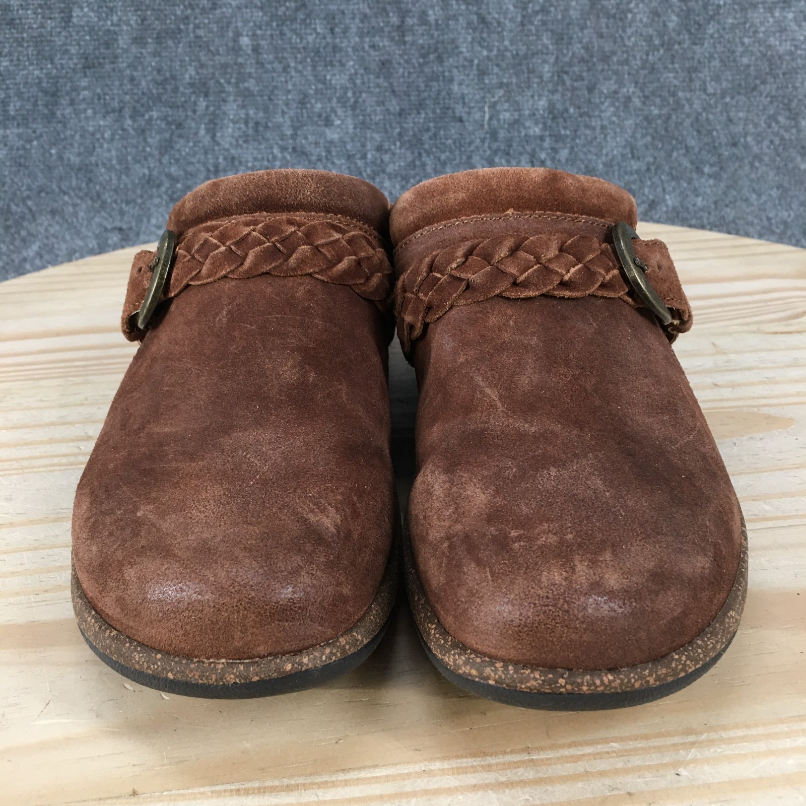 Aetrex Libby Shoes Womens 9-9.5 Casual Slip On Comfort Mule Clogs Brown Leather