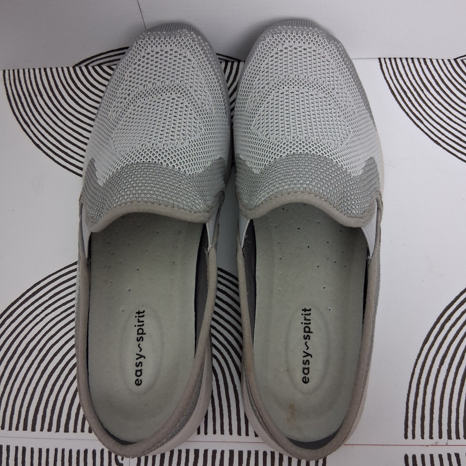 Easy Spirit Womens 10WW Gray Takeknit 2 Slip On Comfort Mules Clogs Casual Shoes