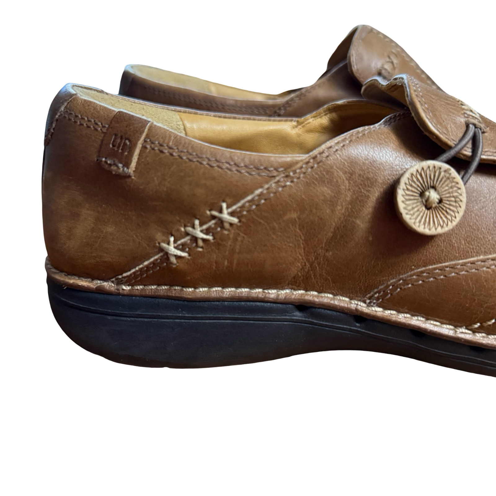 Clarks Unstructured Un Loop Tan Slip On Leather Loafers Comfort Shoes Flats 8 W