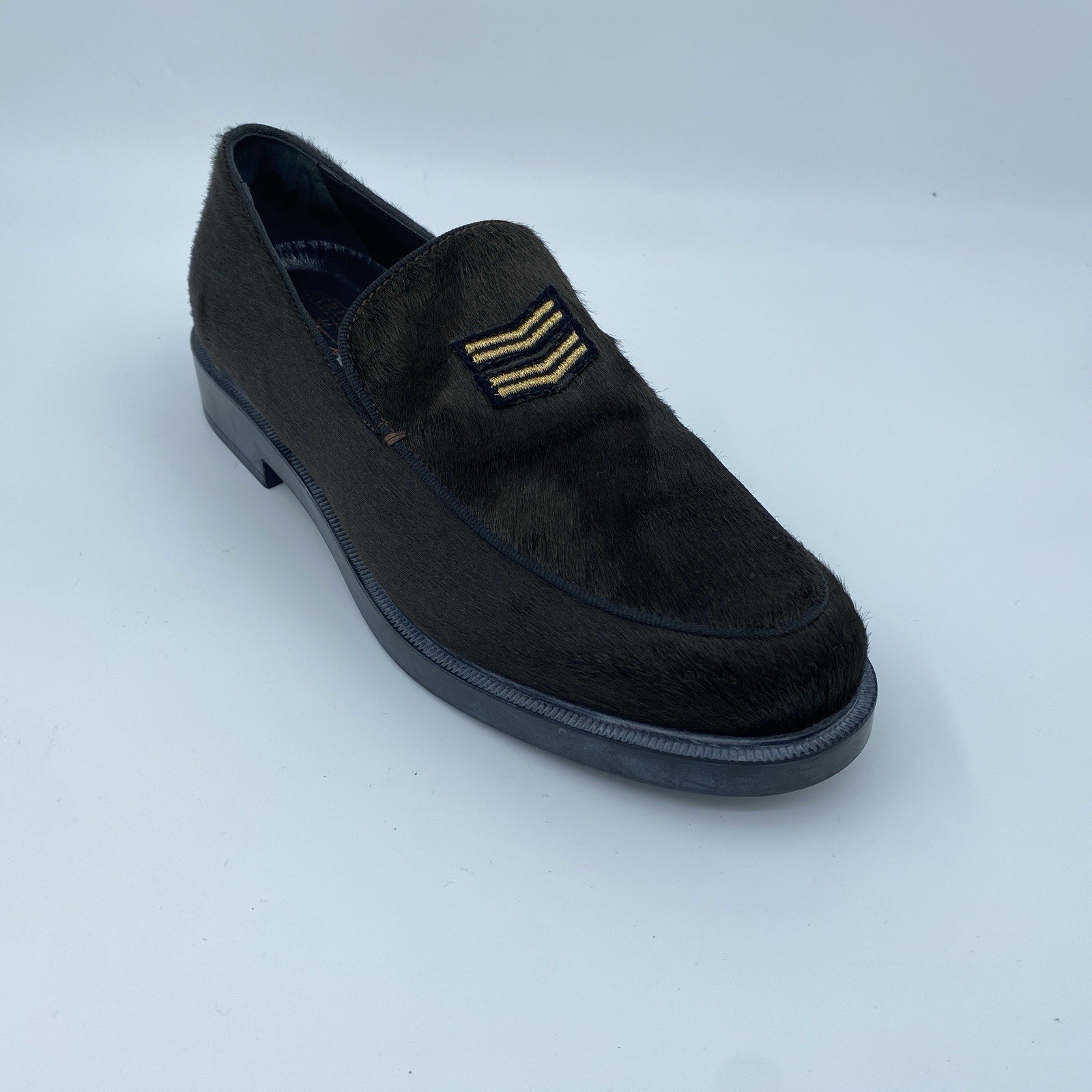 Triver Flight Pony Hair Loafers Shoes Womens 7 EU 37 Brown Italy Slip On