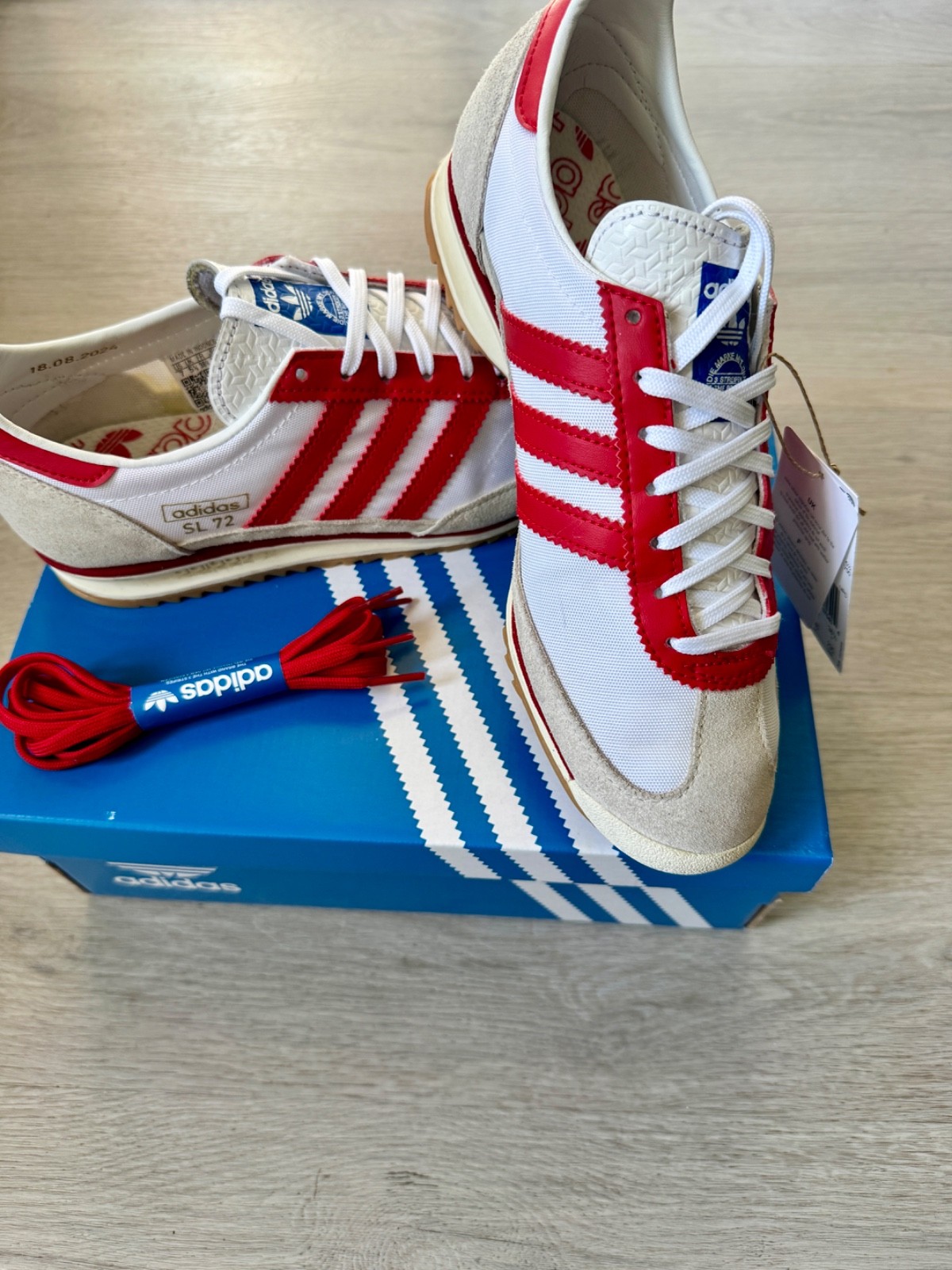 75th Anniversary Adidas SL 72 OG Shoes Cloud White/Better Scarlet US M6/W7