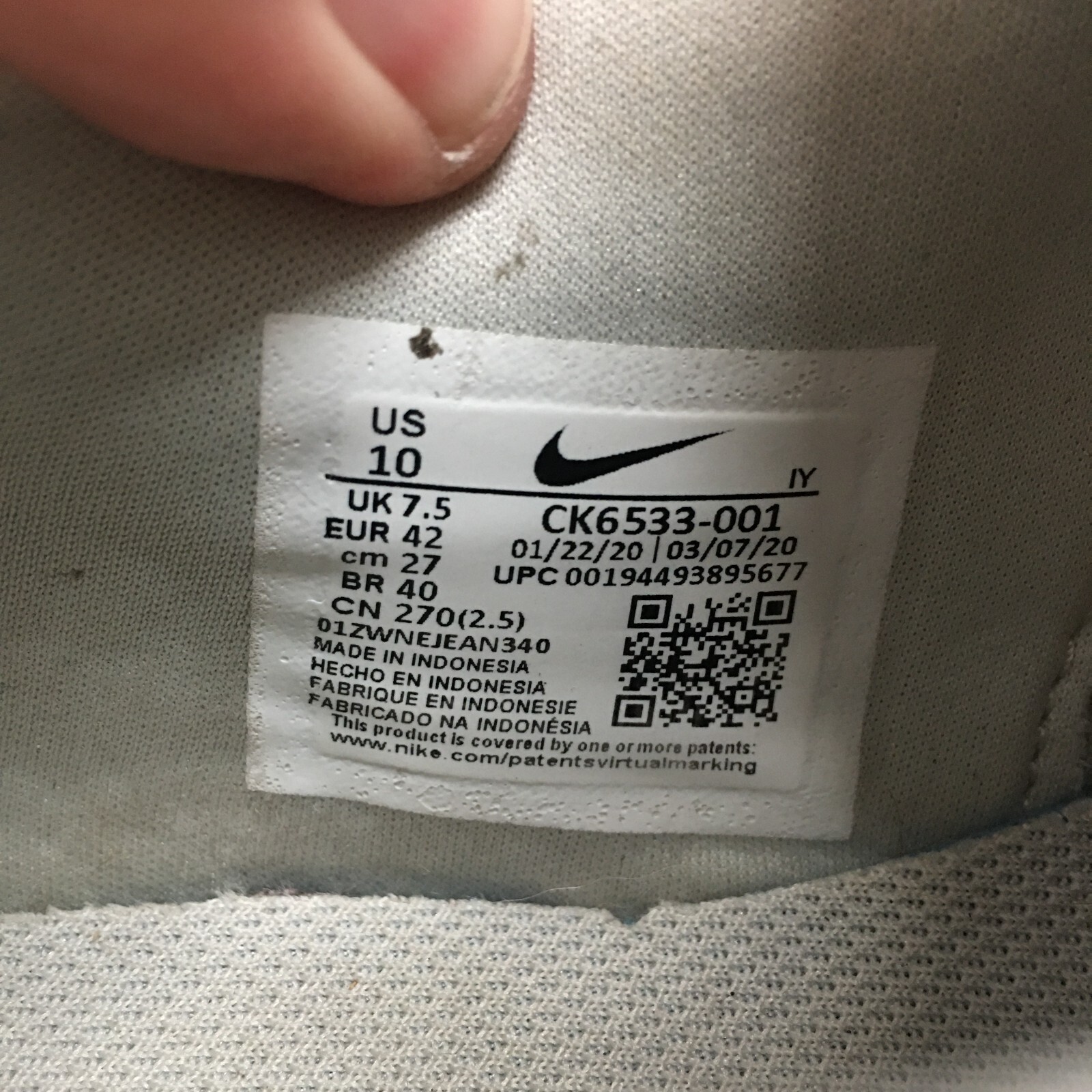Nike Shoes Womens 10 Court Blanc Sneakers Gray Lace Up Low Top Casual CK6533-001