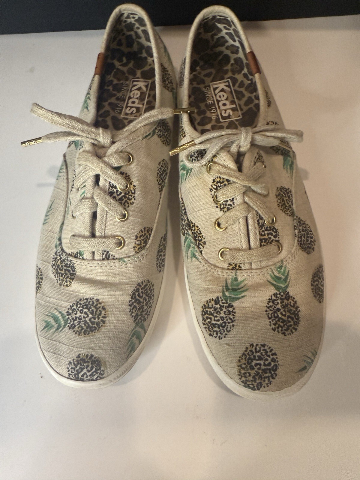 Keds Champion Lace Up Sneaker Fruity Pineapple Beige Sz 7 Canvas