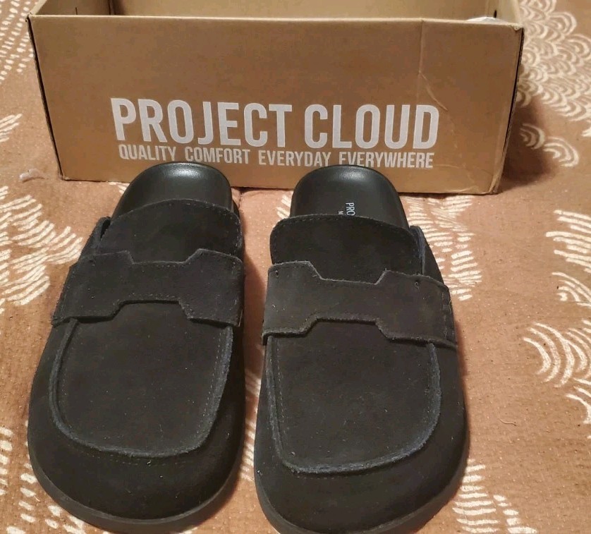 Project Cloud 100 Genuine Leather Womens Clog – Memory Foam Black Sz 8.5