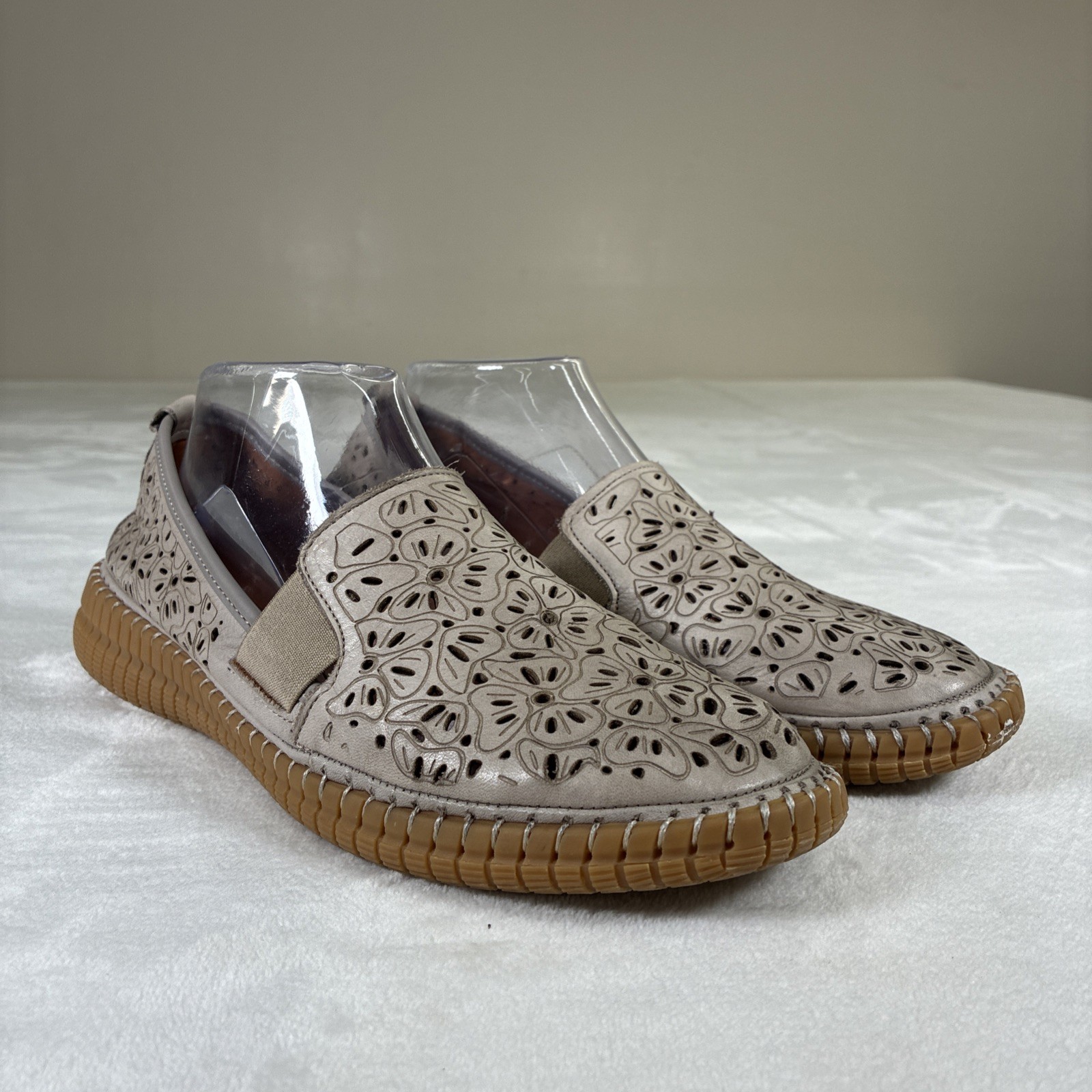 Spring Step Jookin Womens Slip On Shoes Grey Laser Cut Leather 41/ US 9.5-10