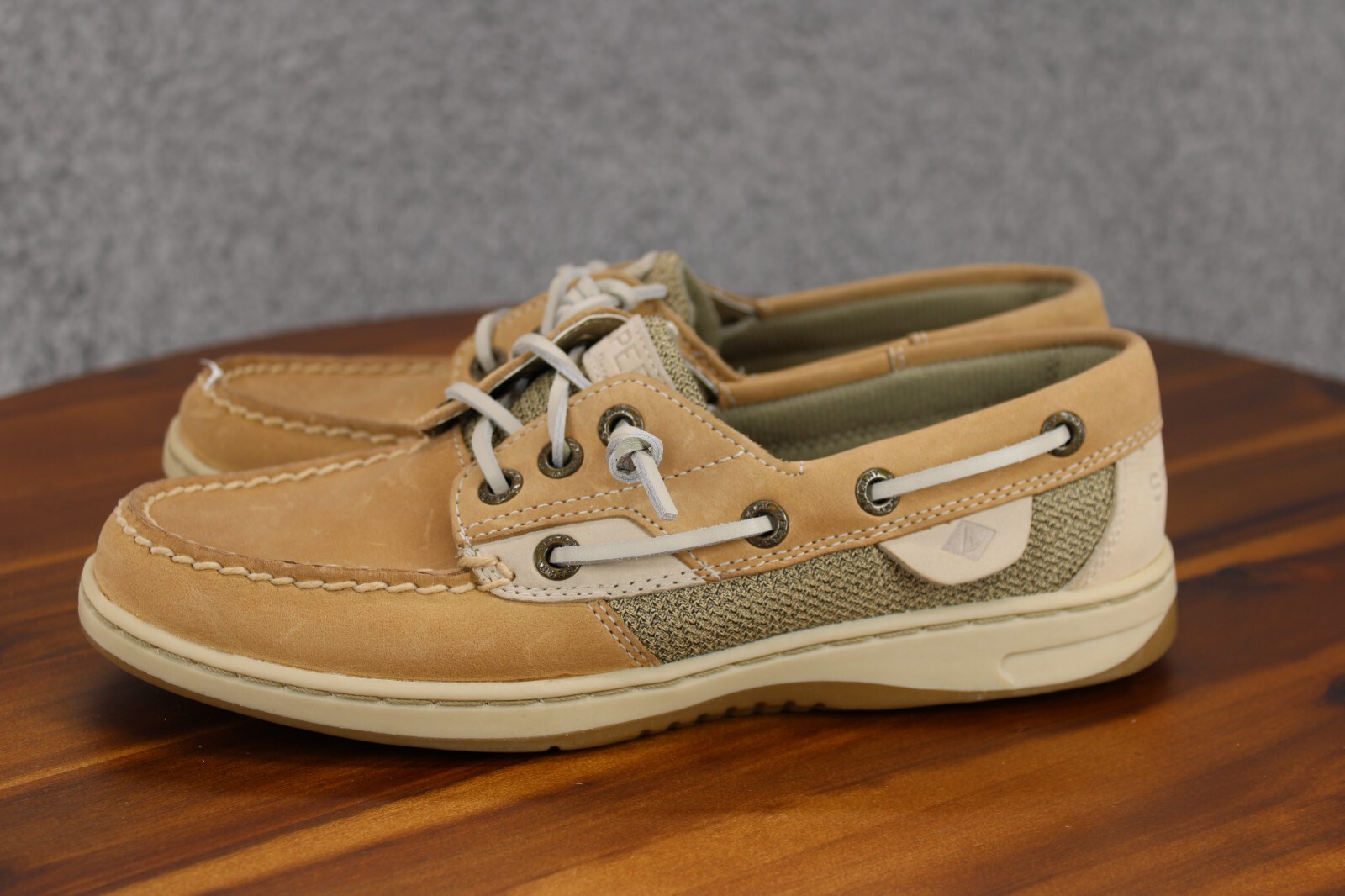 Sperry Top Sider Women’s Rosefish Boat Shoes Linen Oat Brown Slip On Loafers 5.5